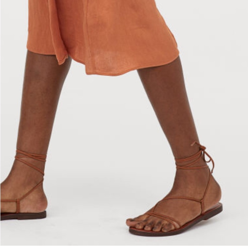H&M leather tie up sandals